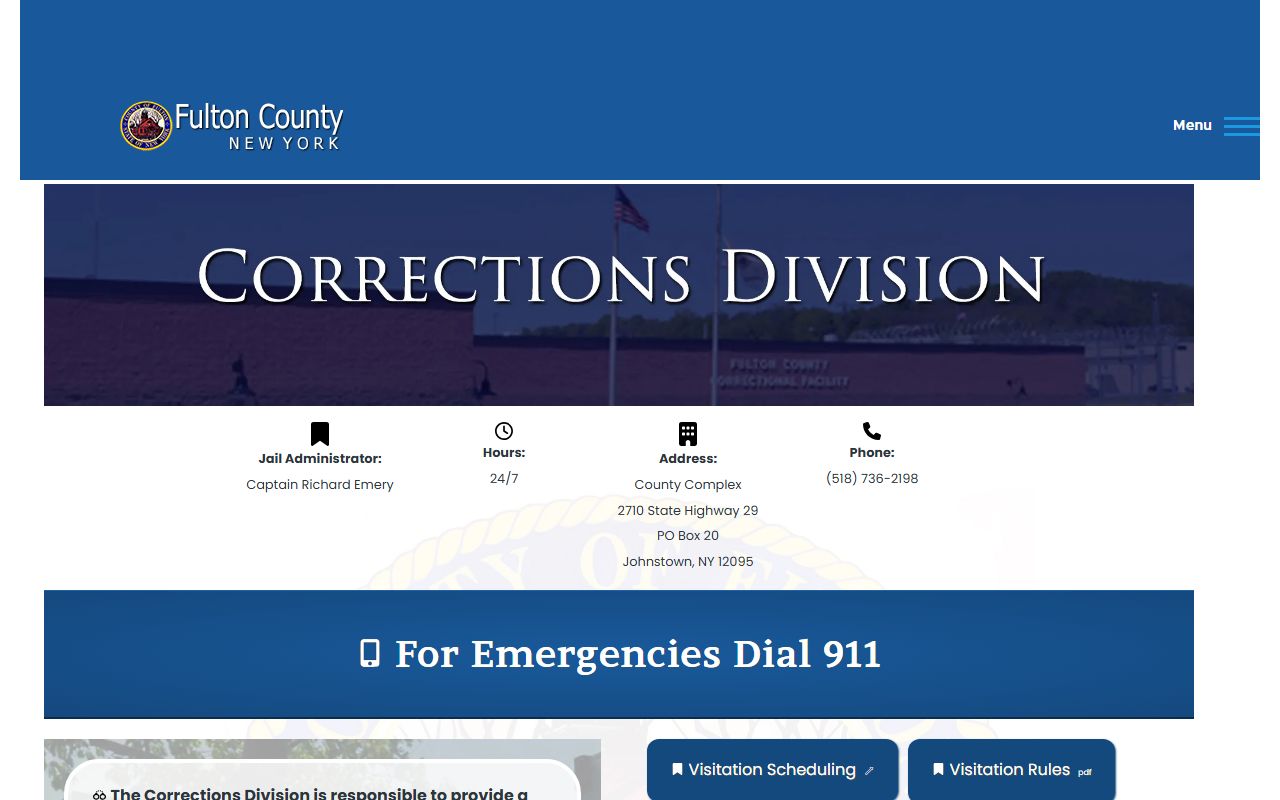 Fulton County Corrections inmate population and custody information page
